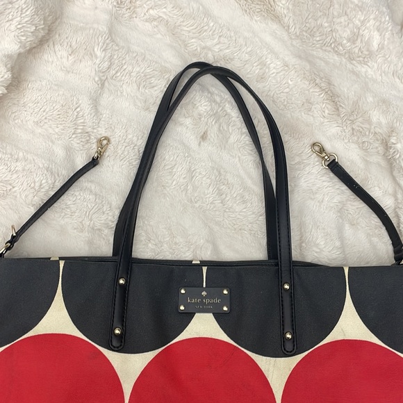 KATE SPADE LARGE RARE RED & BLACK POLKA DOT PURSE - Picture 14 of 14